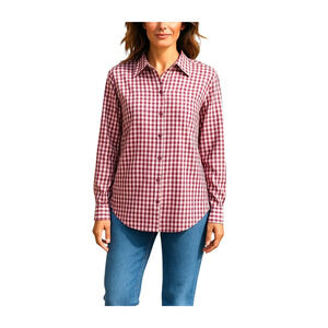 Jones New York Signature Shirt Berry Pink Cotton Non-Iron Gingham Plaid L